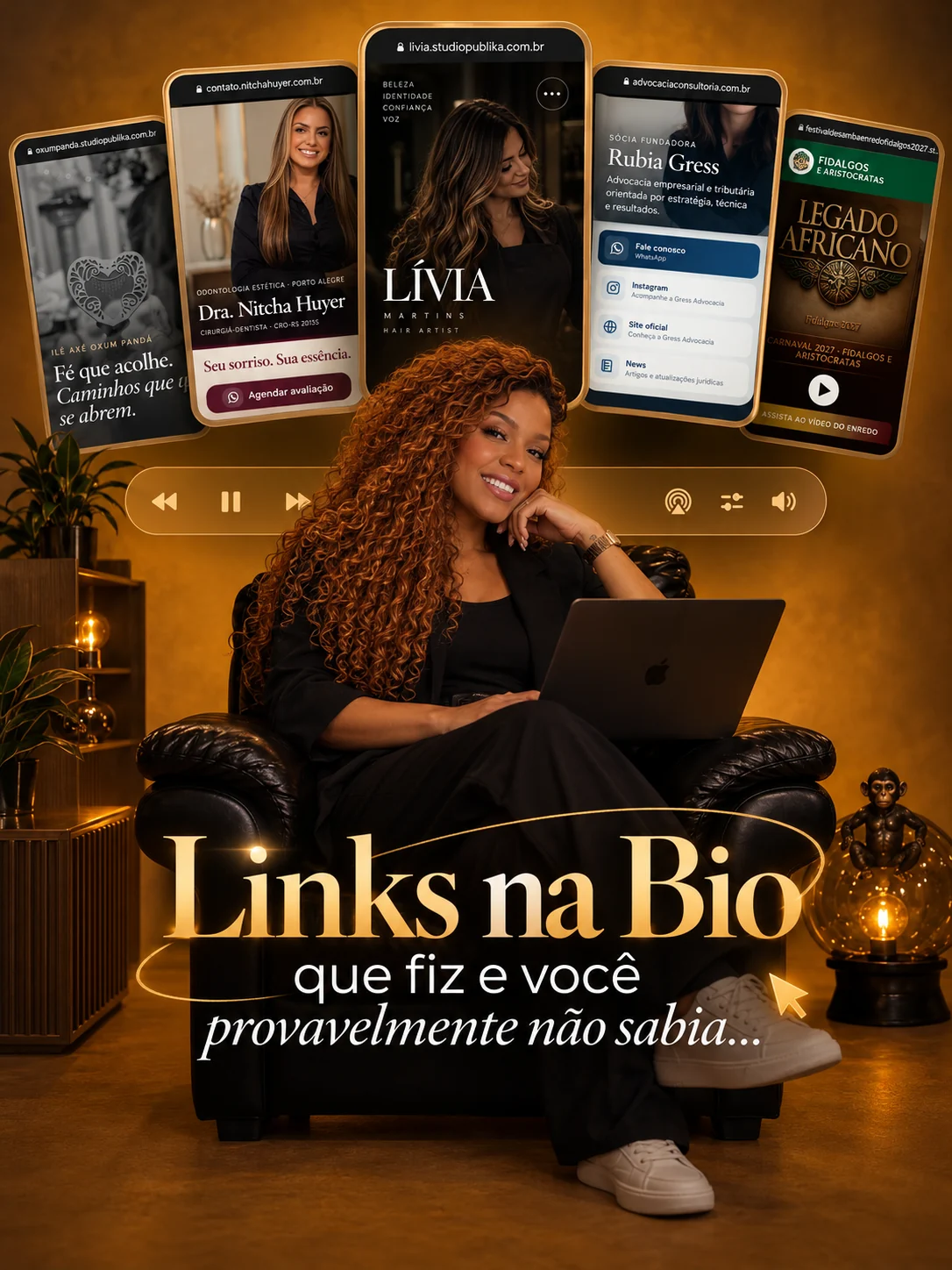 Composição de projetos de links na bio da Studio Publika